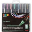 Set Posca Marker, lijndikte: 2,5 mm, PC-5M, 8 stuks, metallic kleuren