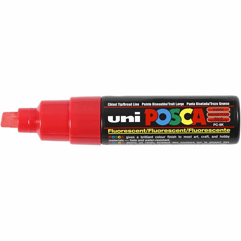 Posca Marker, fluo red, afm PC-8K, lijndikte 8 mm, breed, 1 stuk