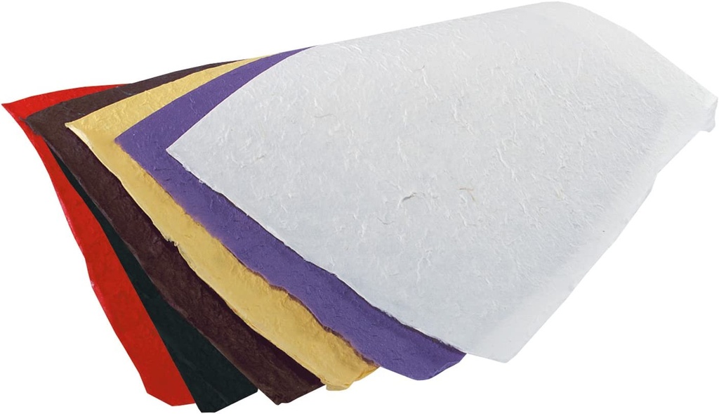 Moerbeipapier 100g/m², 25x38cm, 5 vellen, 5 verschillende kleuren