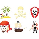 Sjablonen, 6 verschillende motieven - Piraten