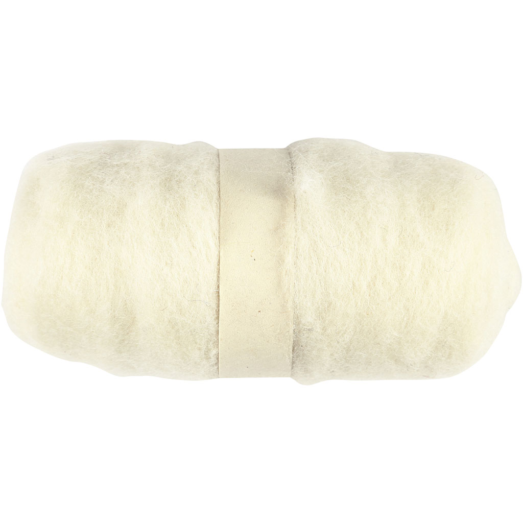 Pelote de laine cardée 100gr - Blanc
