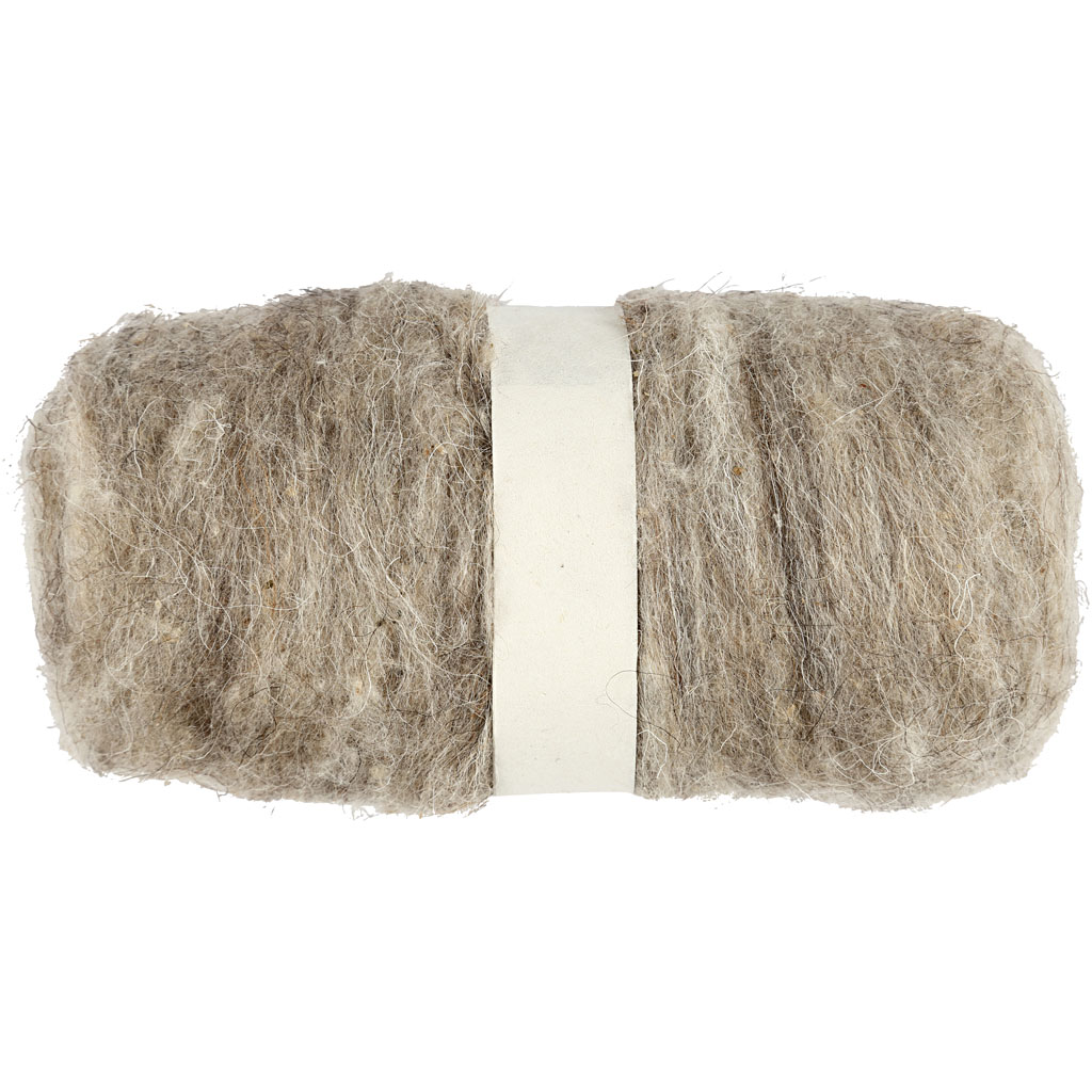 Pelote de laine cardée 100gr - Naturel