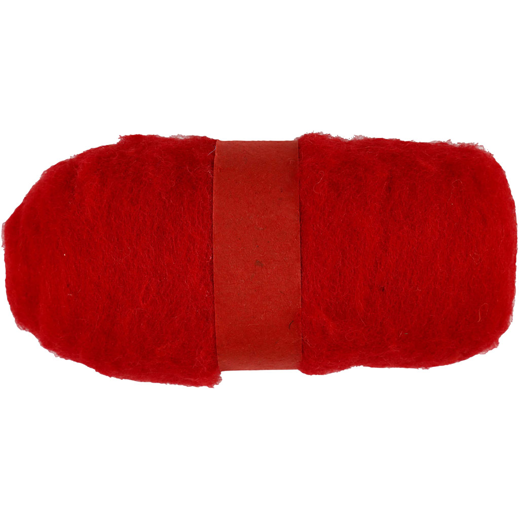 Pelote de laine cardée 100gr - Rouge