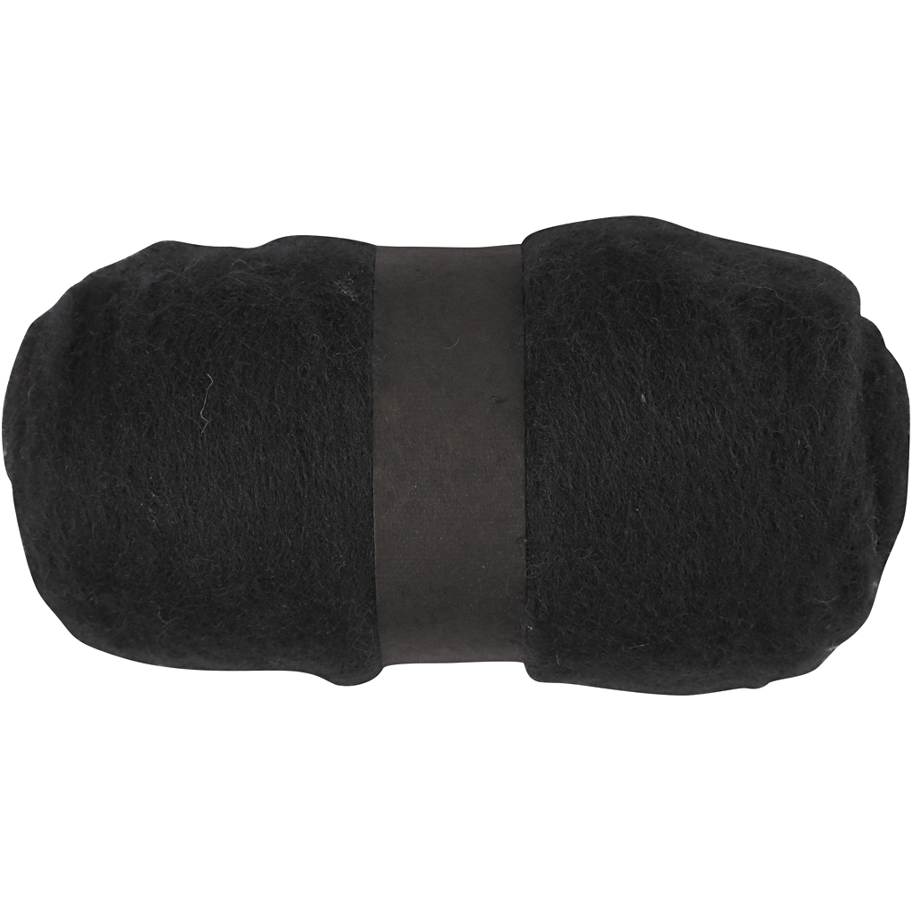 Pelote de laine cardée 100gr - Noir
