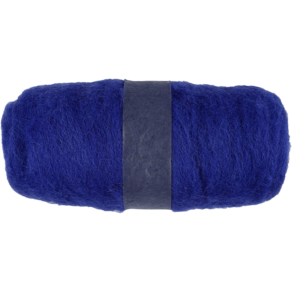 Gekaarde wol - 100 gr, Koningsblauw