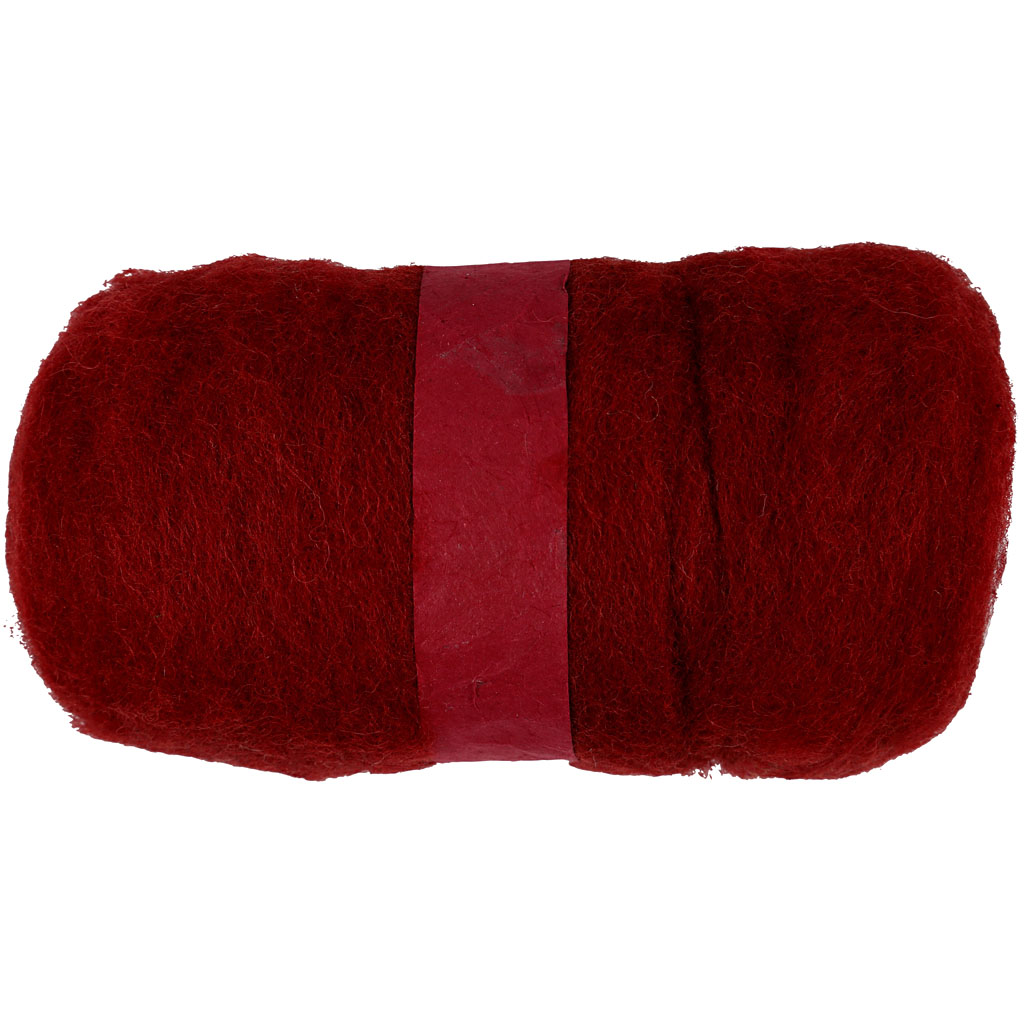 Pelote de laine cardée 100gr - Rouge Foncé