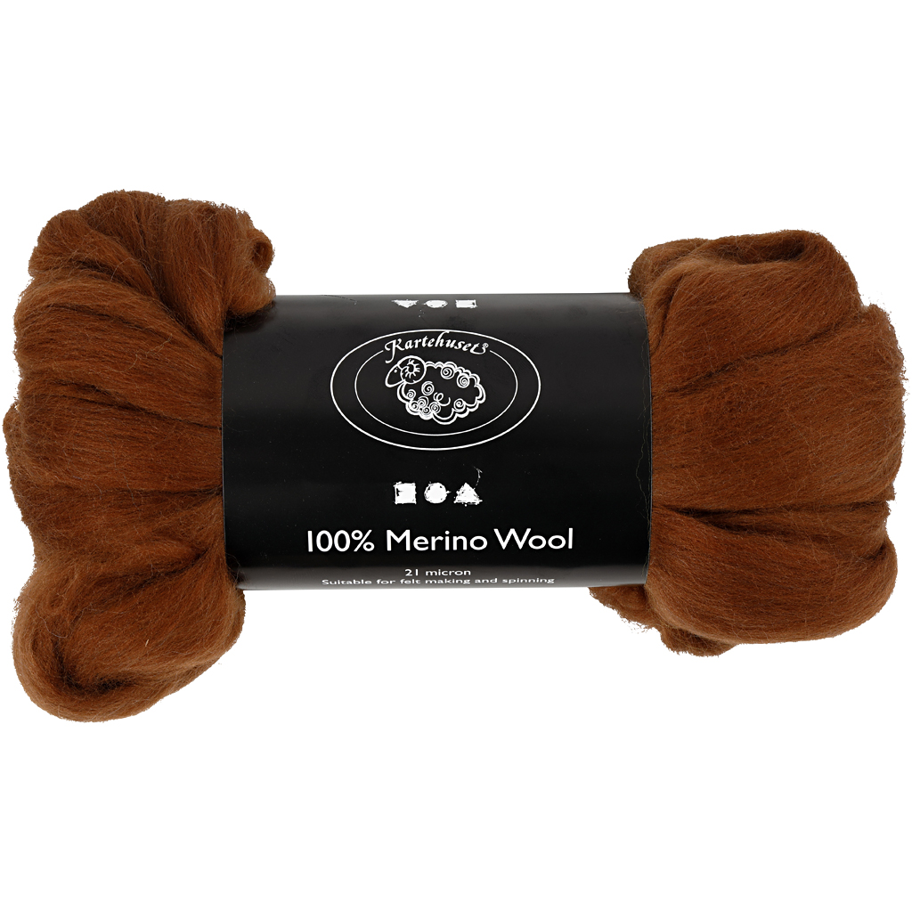Merino wol, 21 micron, 100 gr bruin