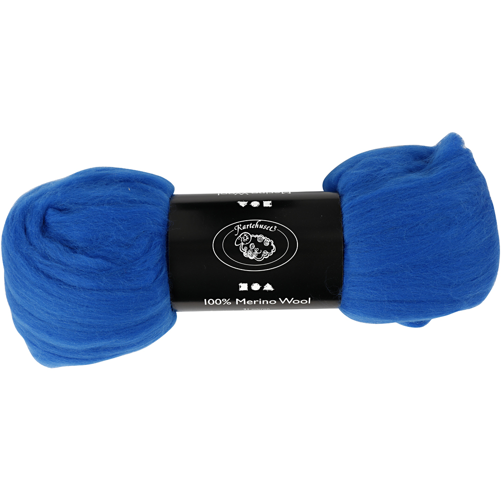 Merino wol, 21 micron, 100 gr cobalt blue