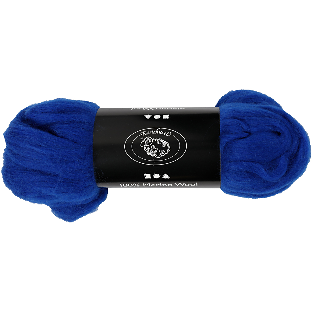 Merino wol, 21 micron, 100 gr koningsblauw