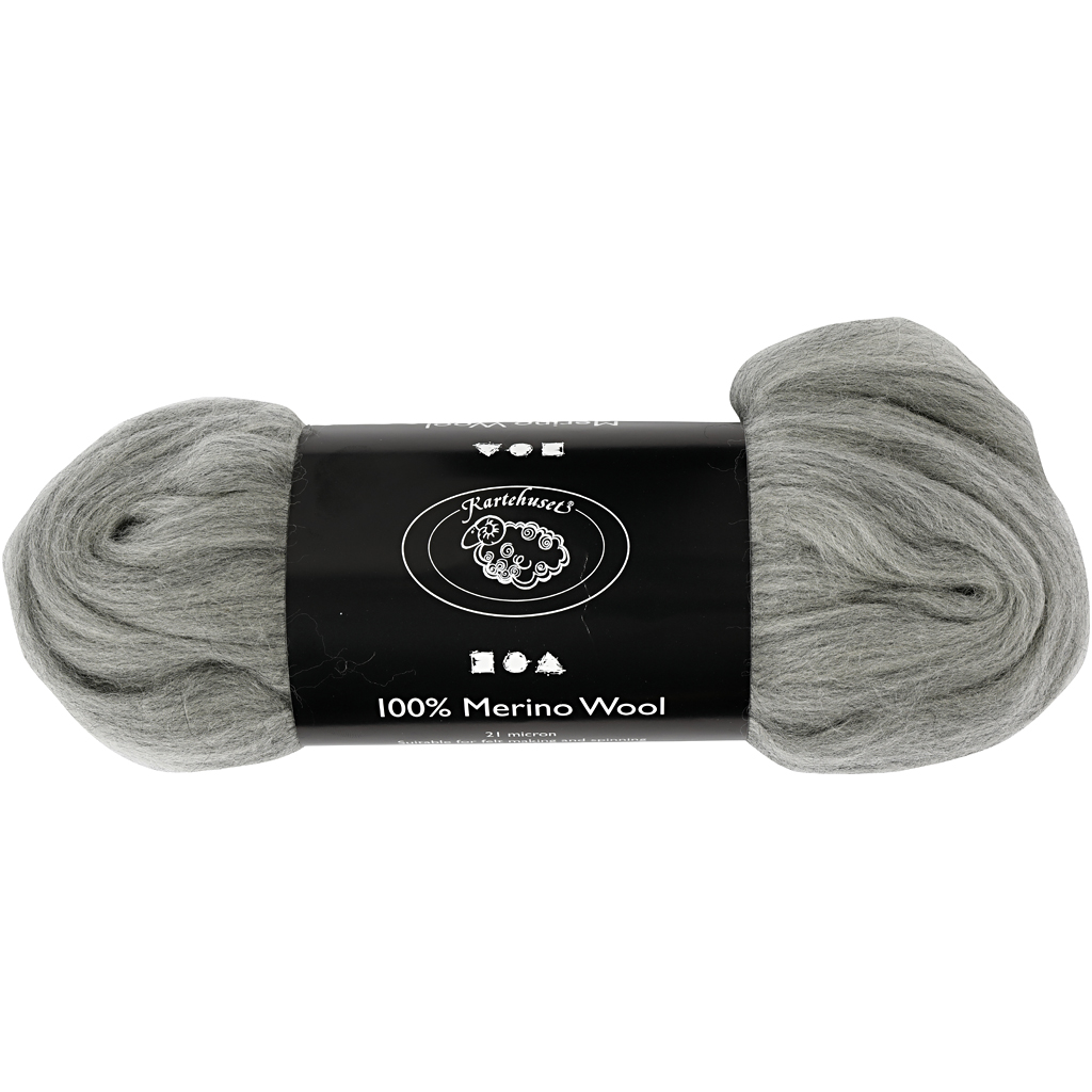 Merino wol, 21 micron, 100 gr grijs