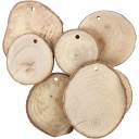 Disque en bois avec trou, d: 40-70 mm, diamètre intérieur 4 mm, ép. 5 mm, 25 pièce
