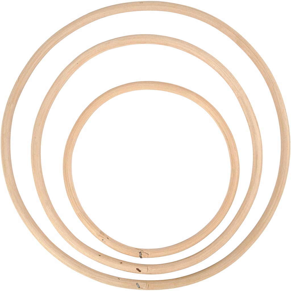 Bamboe ringen, d: 15,3+20,3+25,5 cm, 3 stuk/ 1 set