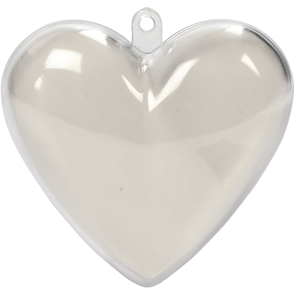 Deco hart, transparant, H: 6,5 cm, 10 stuks