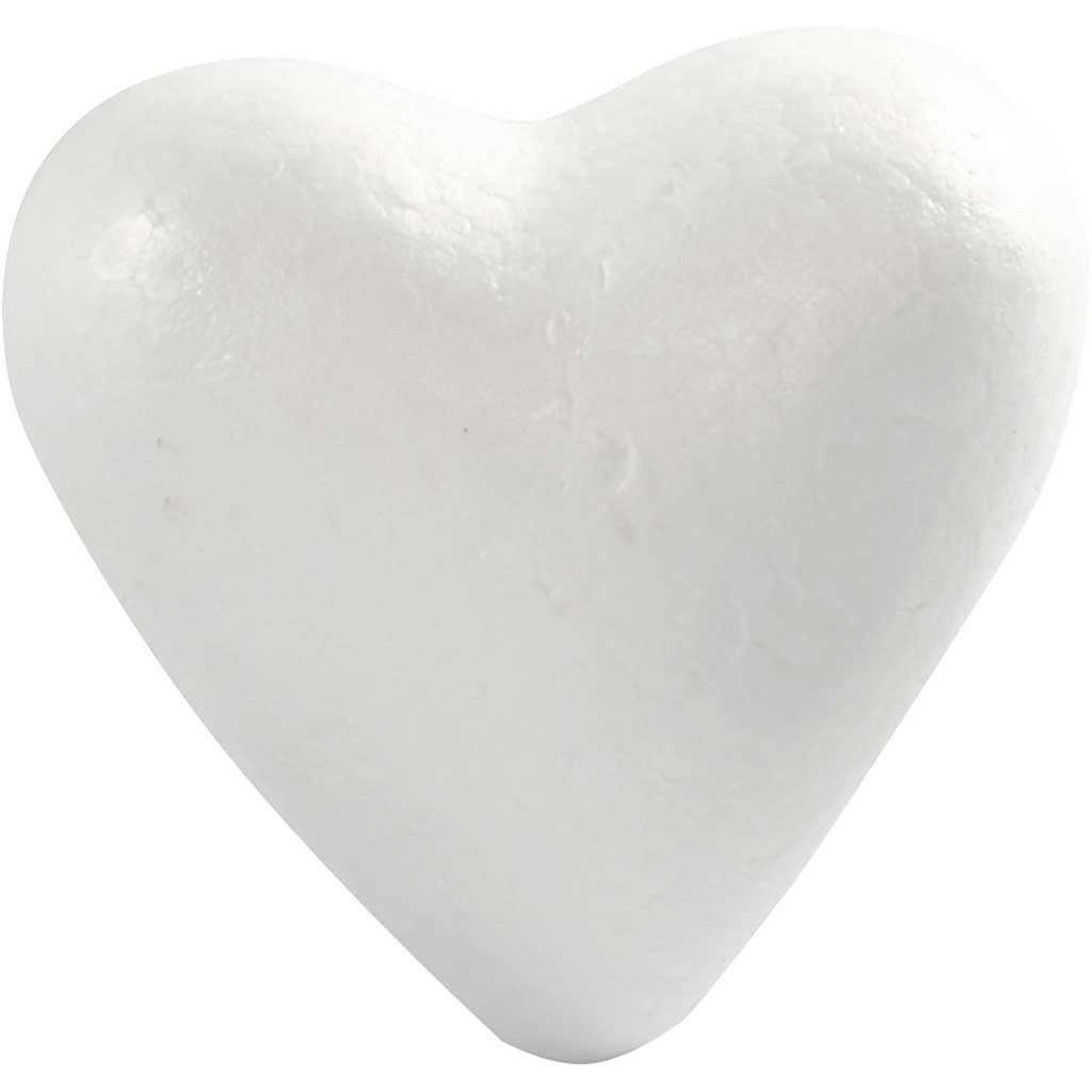 Coeurs en polystyrène, H: 11 cm, blanc, 25 pièce/ 1 Pq.