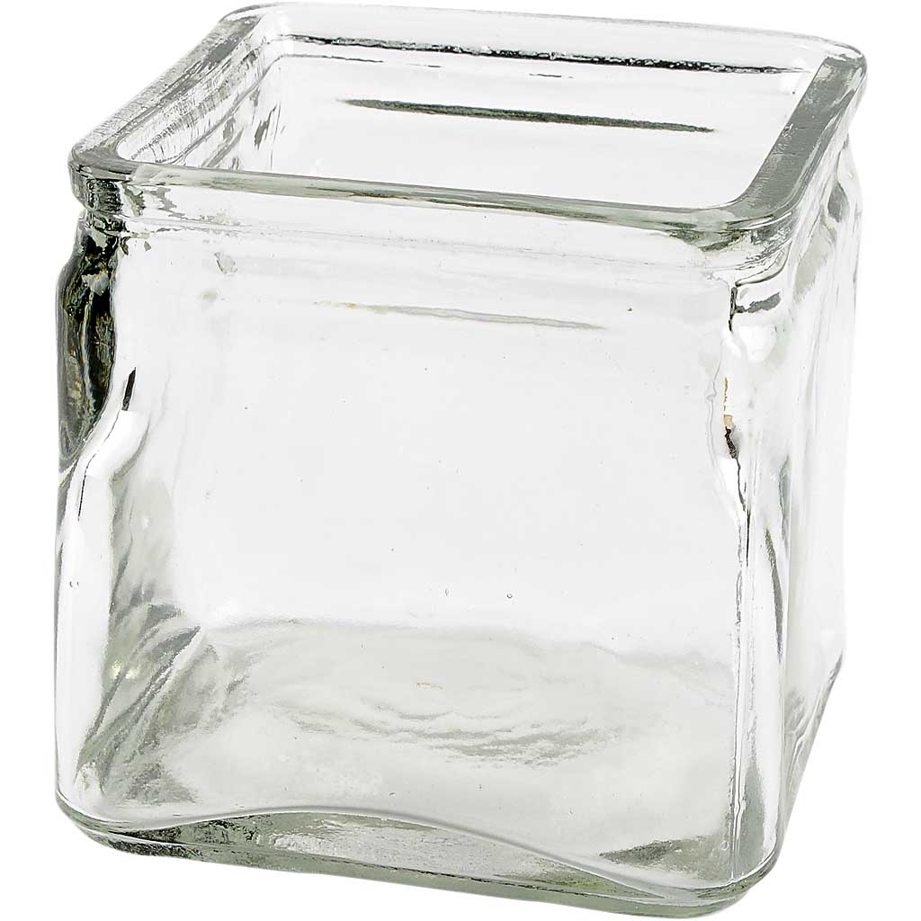 Vierkant glas, H: 10 cm, afm 10x10 cm - 12 stuks
