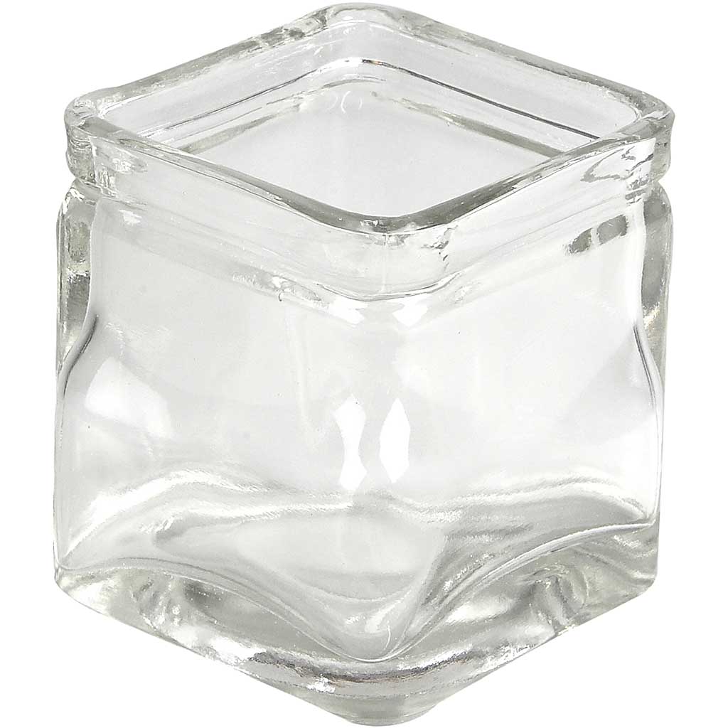 Vierkant glas, H: 5,5 cm, afm 5,5x5,5 cm - 12 stuks
