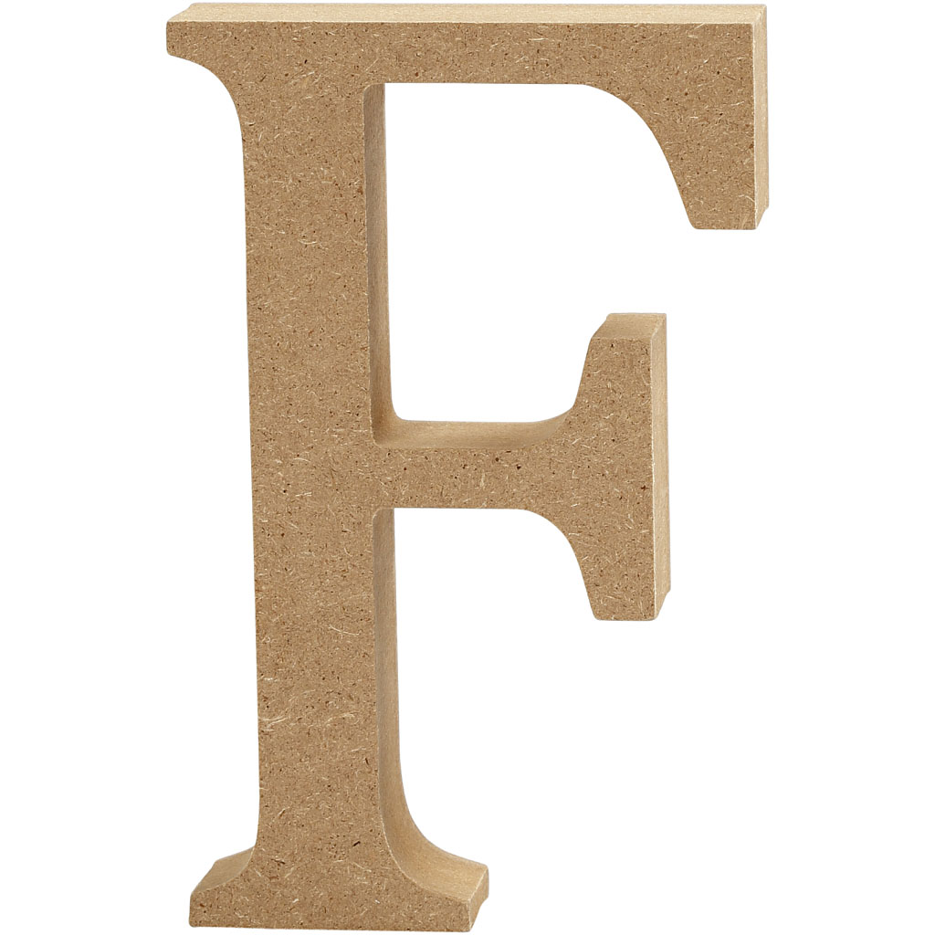 Letter MDF, H: 13 cm, dikte 2 cm - F