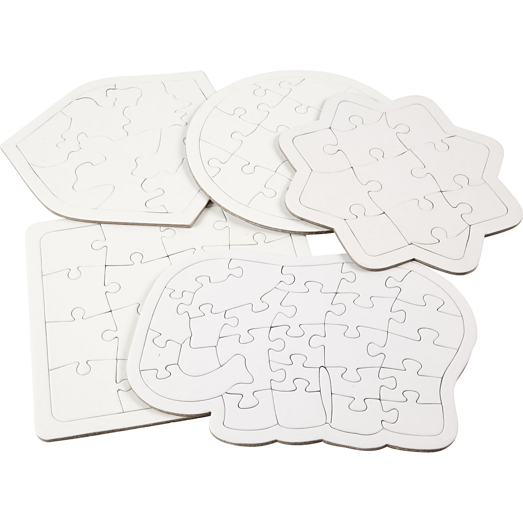 Puzzel blanco wit, 17-21 cm - 5 verschillende dessins (2x)
