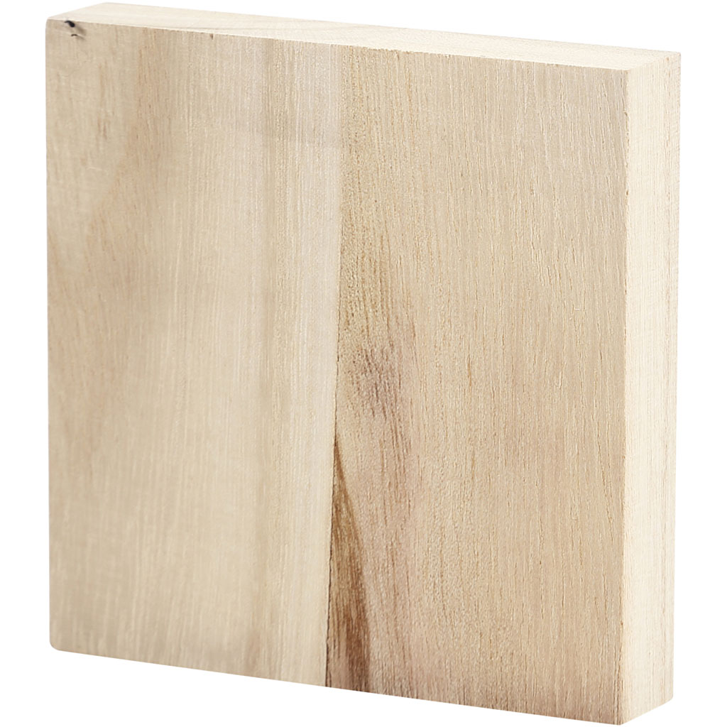 Planche en bois , dim. 9,6x9,6 cm, ép. 20 mm, 1 pièce