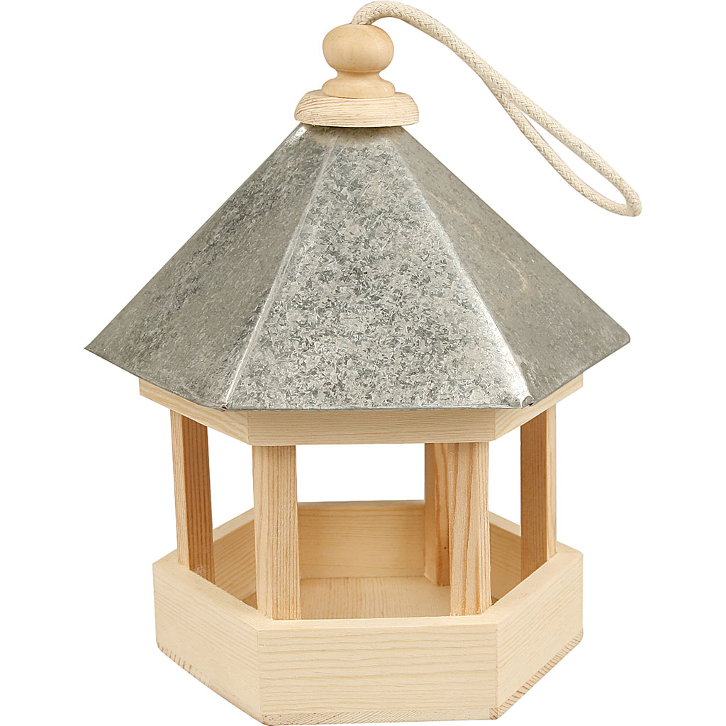 Mangeoire pour oiseaux avec toit en zinc, dim. 22x18x16,5 cm, 1 pièce