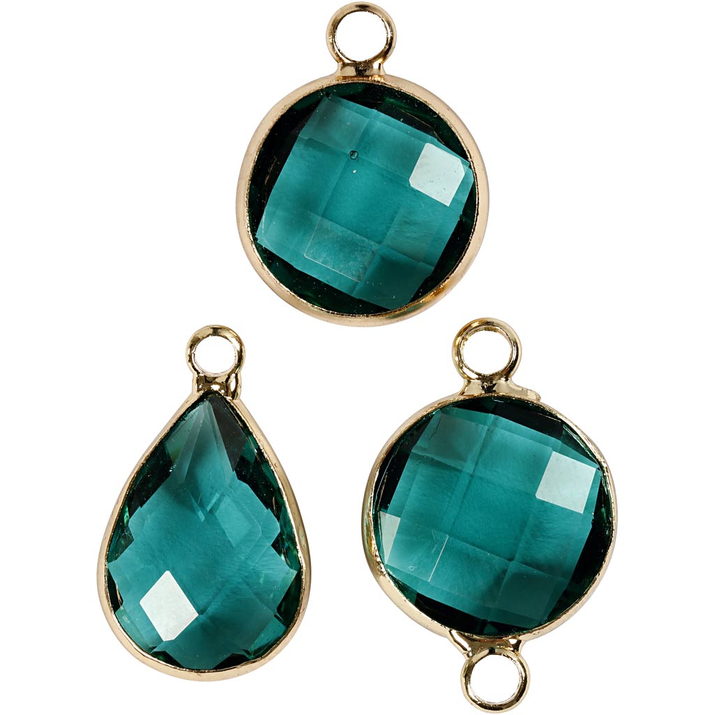 Pendentif pour bijoux, H: 15-20 mm, diamètre intérieur 2 mm, vert, 1 Pq.