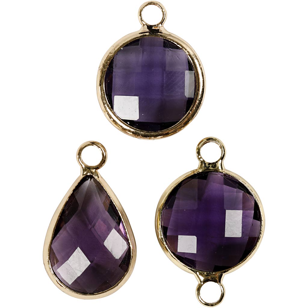 Pendentif pour bijoux, H: 15-20 mm, diamètre intérieur 2 mm, violet, 1 Pq.