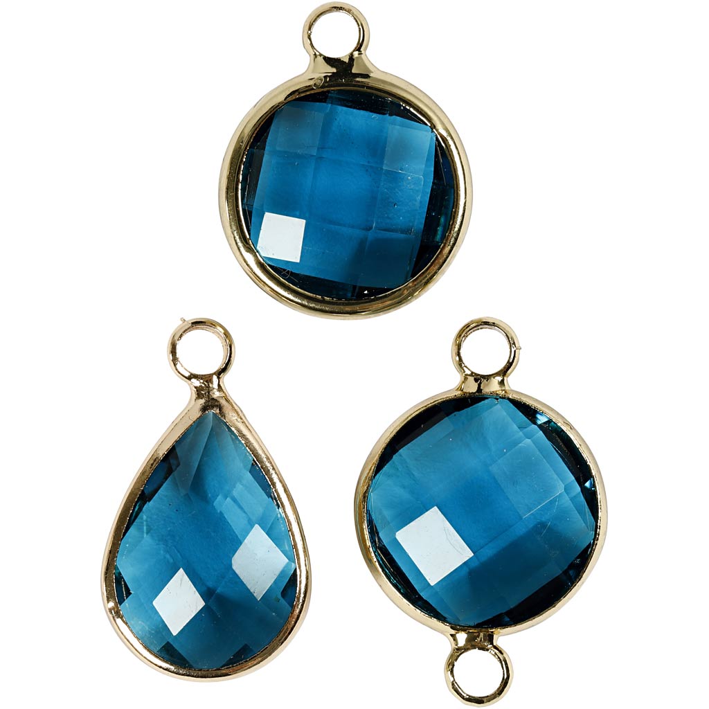 Pendentif pour bijoux, H: 15-20 mm, diamètre intérieur 2 mm, turquoise, 1 Pq.