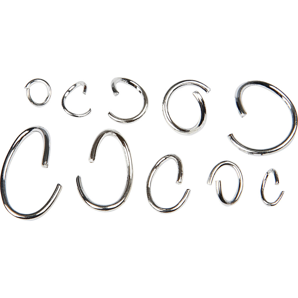 Ringen ovaal en rond, assortiment, zilver - 800 stuks