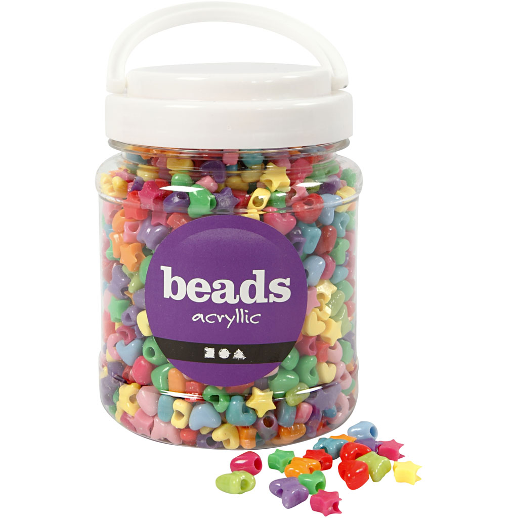 Perles plastique Novelty, d: 10 mm, diamètre intérieur 3,5 mm, couleurs assorties, 700 ml/ 1 boîte, 400 gr