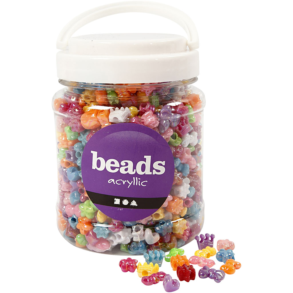 Perles plastique Novelty, d: 10 mm, diamètre intérieur 3 mm, couleurs assorties, 700 ml/ 1 boîte, 380 gr