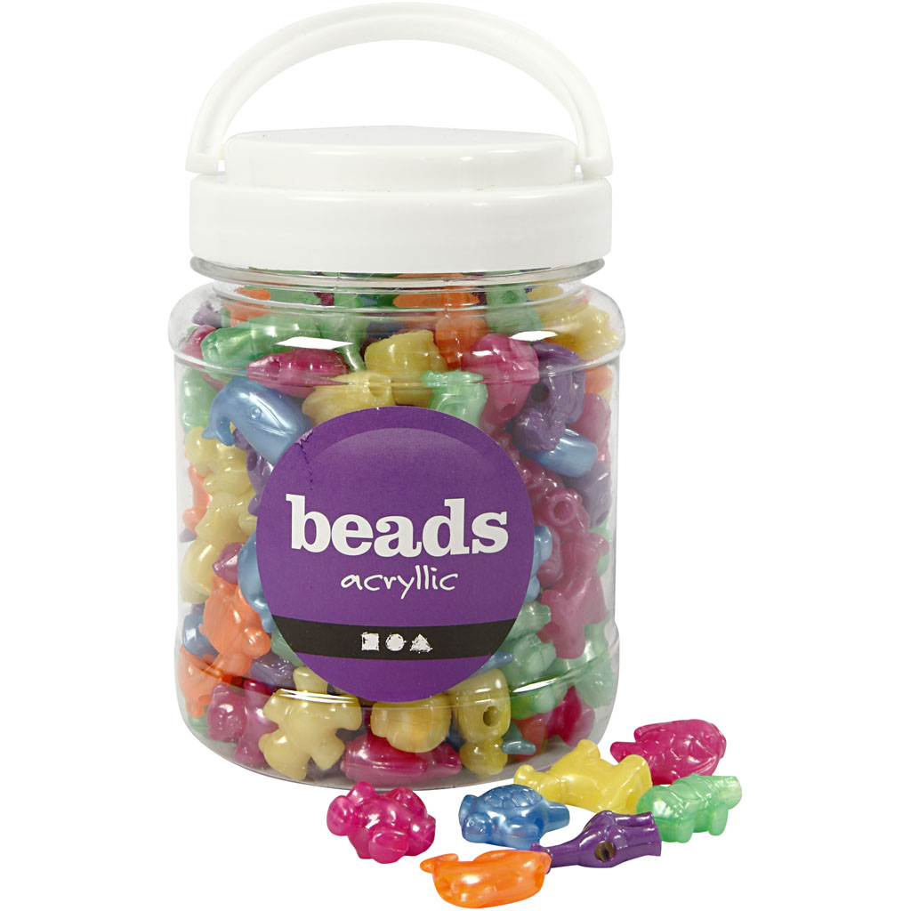 Perles plastique Novelty, dim. 25 mm, diamètre intérieur 4 mm, couleurs nacrées, 700 ml/ 1 boîte