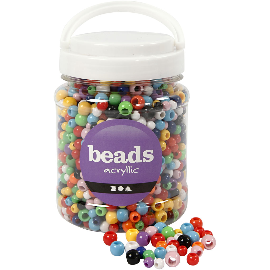 Perles Pony, d: 6-10 mm, diamètre intérieur 3-5 mm, couleurs assorties, 700 ml/ 1 boîte, 430 gr