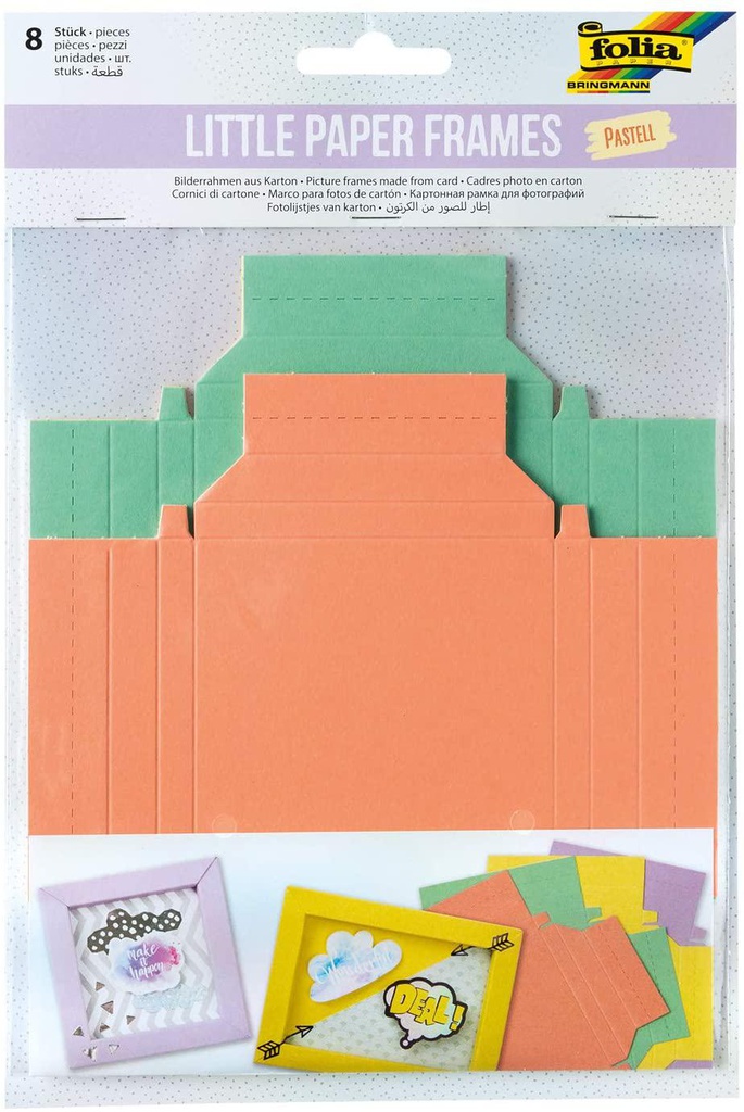 Mini cadres en papier "Pastel", 8 pièces, 2 tailles et 4 couleurs assorties