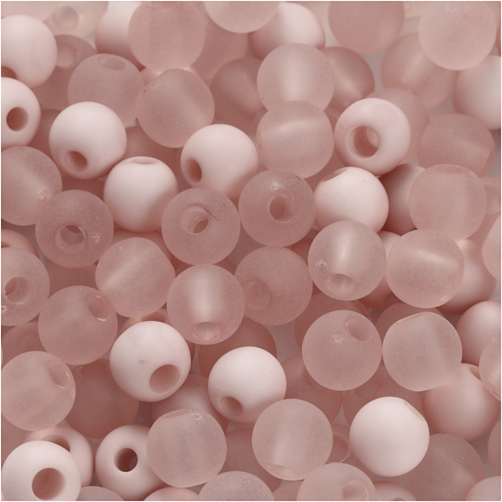Perles en plastique, d: 6 mm, diamètre intérieur 2 mm, rose, 40 gr/ 1 Pq.