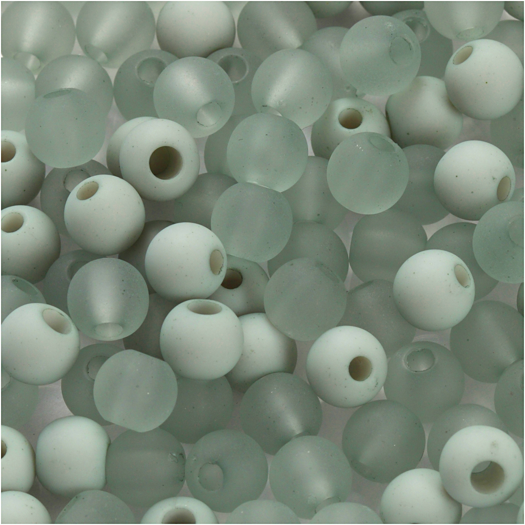 Perles en plastique, d: 6 mm, diamètre intérieur 2 mm, vert clair, 40 gr/ 1 Pq.