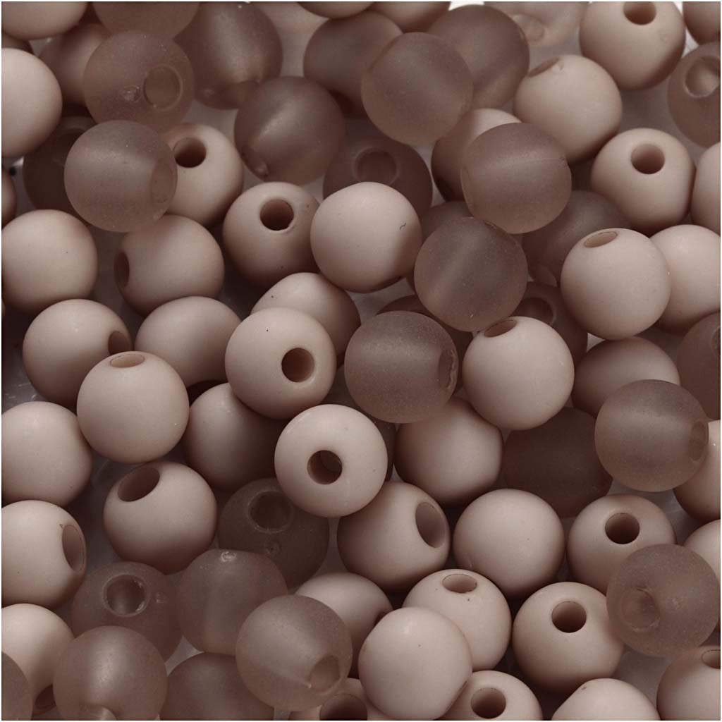 Perles en plastique, d: 6 mm, diamètre intérieur 2 mm, gris clair, 40 gr/ 1 Pq.