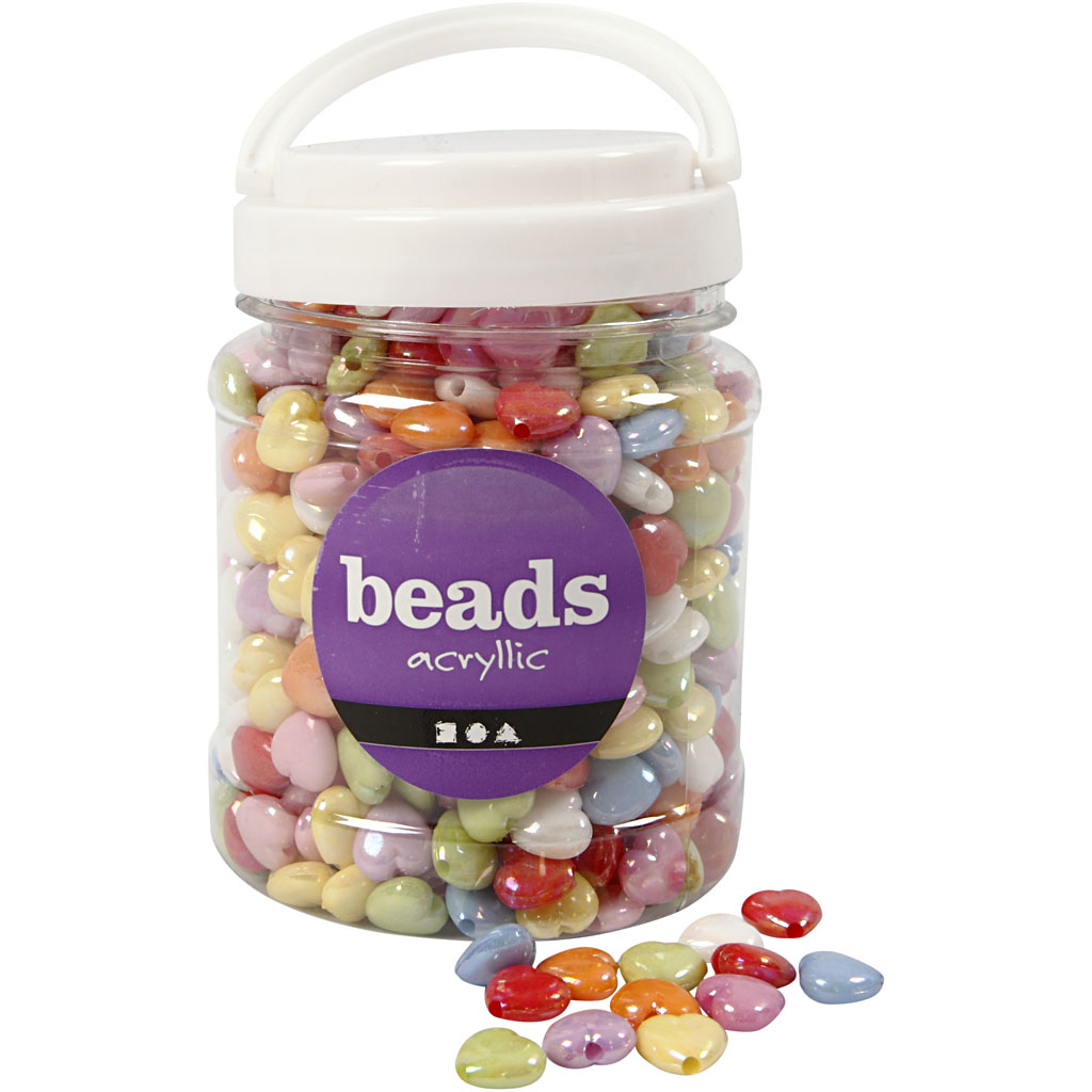 Perles plastique, dim. 15x15 mm, diamètre intérieur 3 mm, couleurs assorties, 700 ml/ 1 boîte, 465 gr