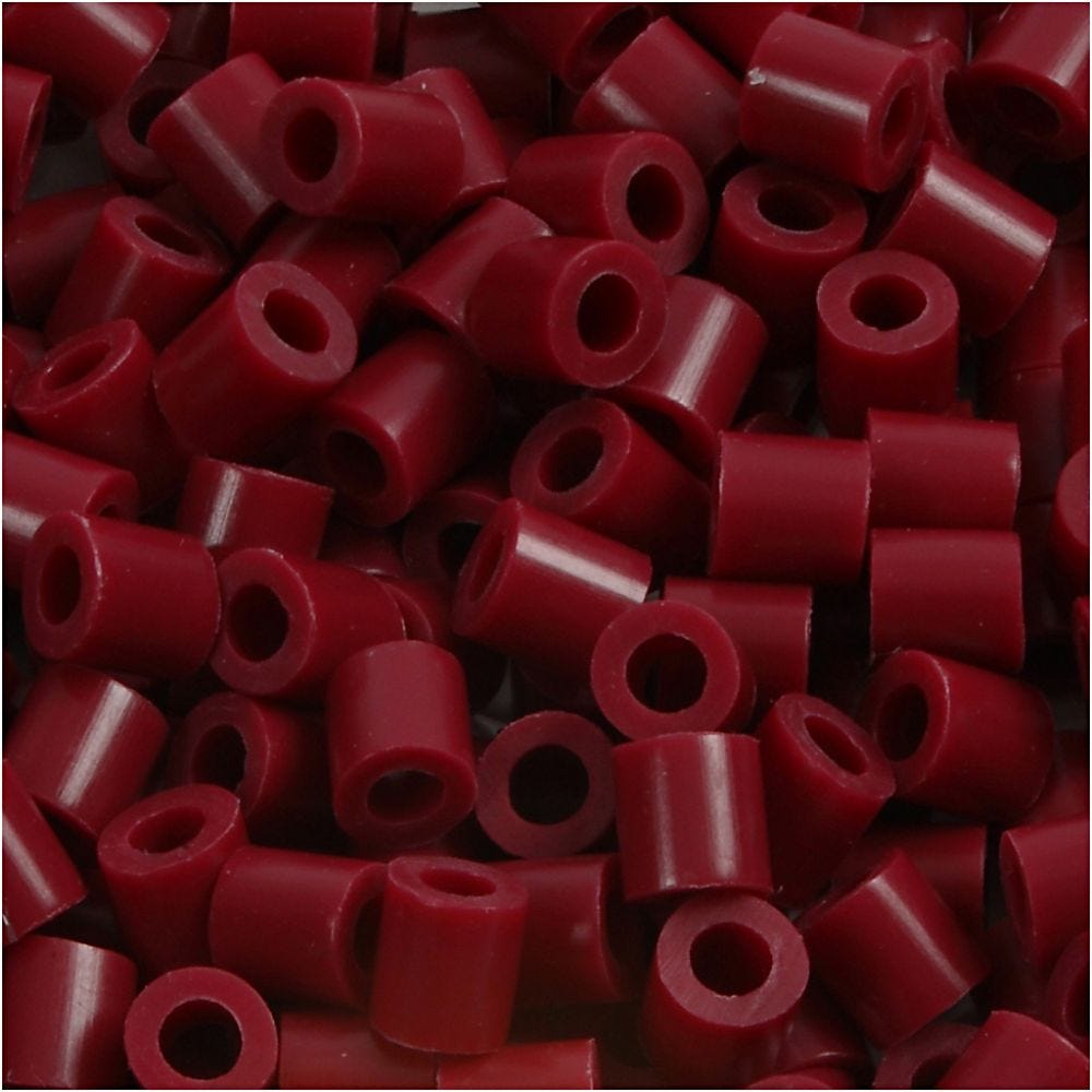 Perles à repasser, dim. 5x5 mm, diamètre intérieur 2,5 mm, medium, rouge vin (32239), 6000 pièce/ 1 Pq.