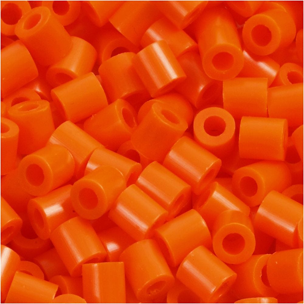 Perles à repasser, dim. 5x5 mm, diamètre intérieur 2,5 mm, medium, orange transparent (32233), 6000 pièce/ 1 Pq.