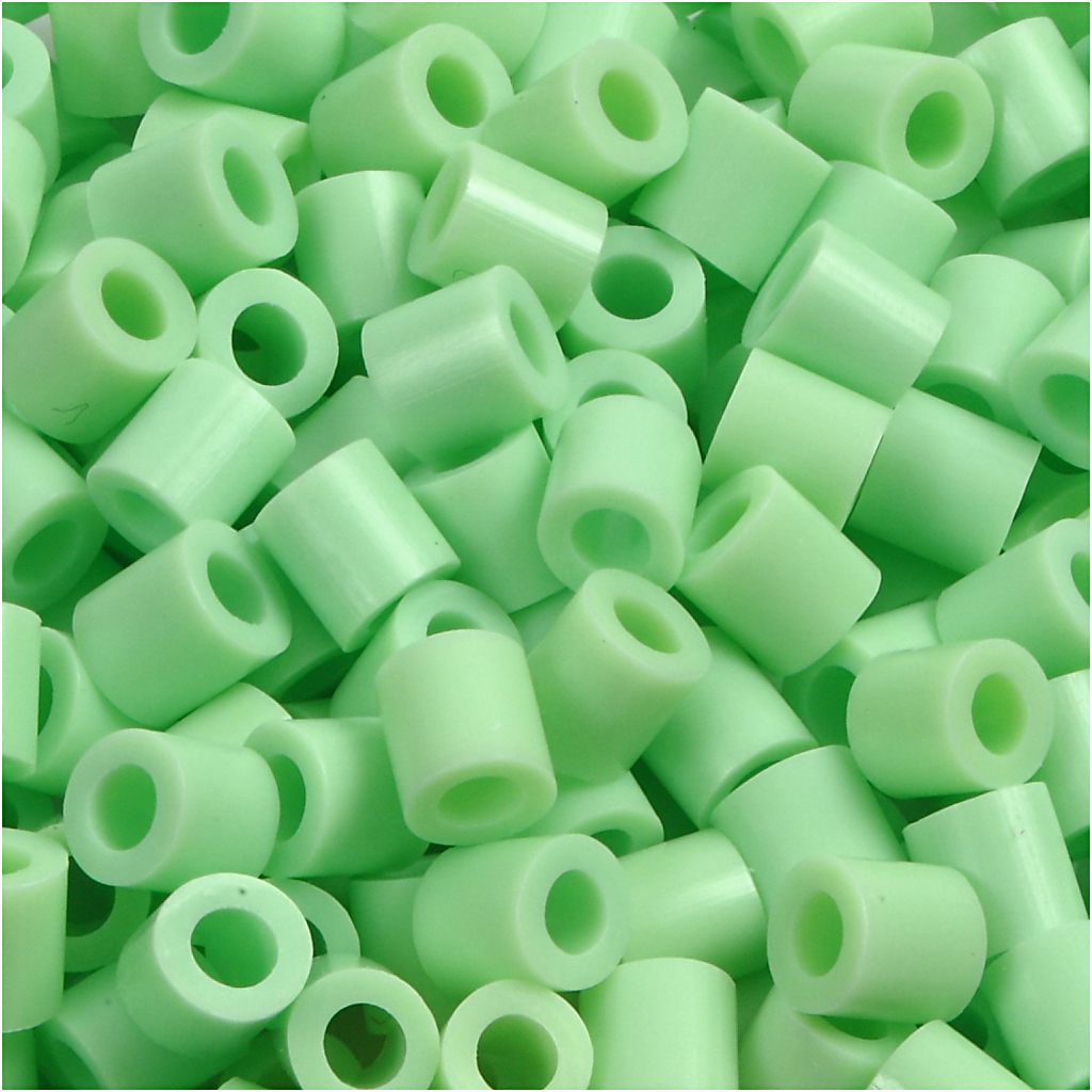 Perles à repasser, dim. 5x5 mm, diamètre intérieur 2,5 mm, medium, vert pastel (32252), 6000 pièce/ 1 Pq.