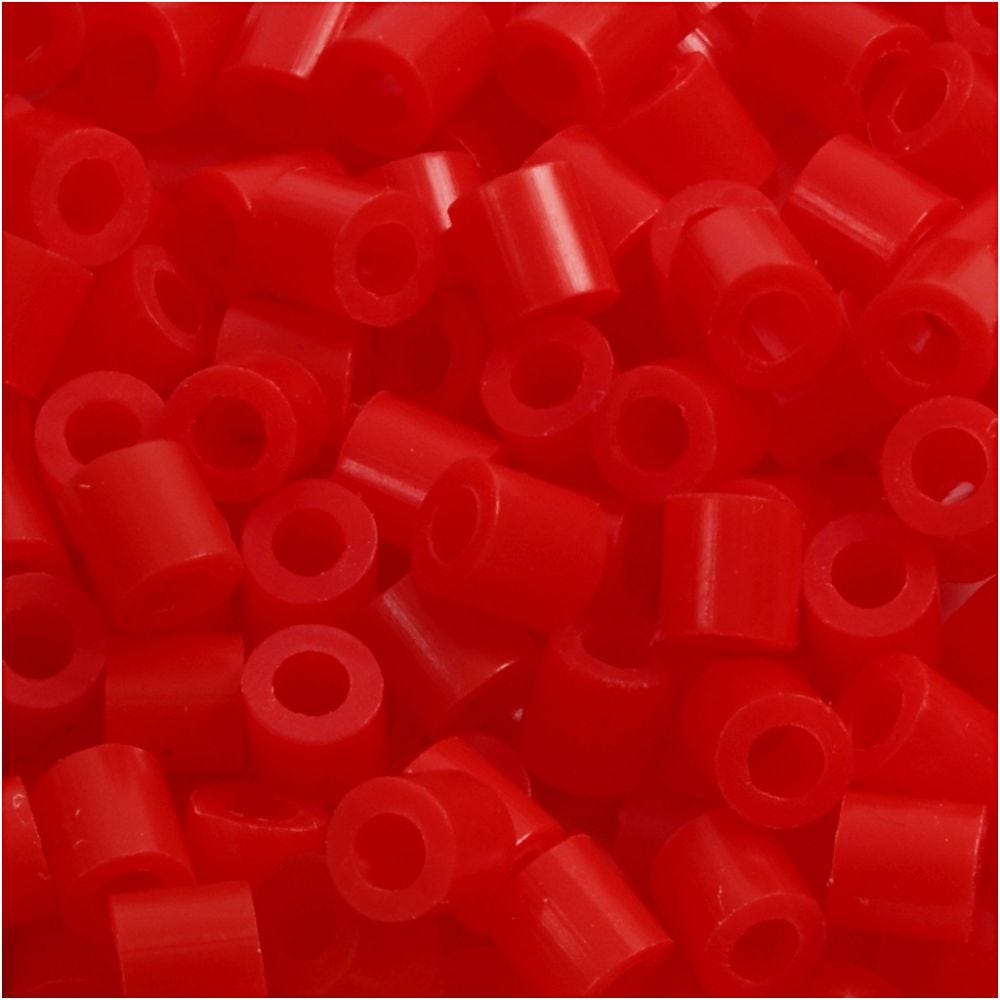 Perles à repasser, dim. 5x5 mm, diamètre intérieur 2,5 mm, medium, rouge clair (32225), 6000 pièce/ 1 Pq.