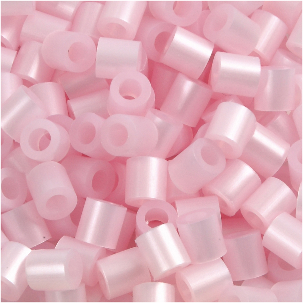 Strijkkralen, roze parelmoer (32259), afm 5x5 mm, gatgrootte 2,5 mm, medium, 6000 stuk/ 1 doos