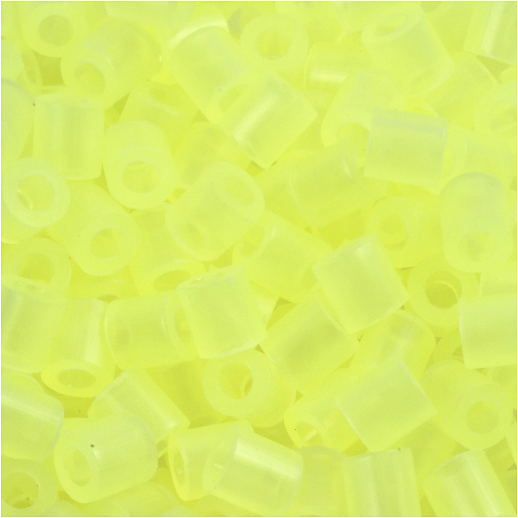 Strijkkralen, neon geel (32223), afm 5x5 mm, gatgrootte 2,5 mm, medium, 6000 stuk/ 1 doos