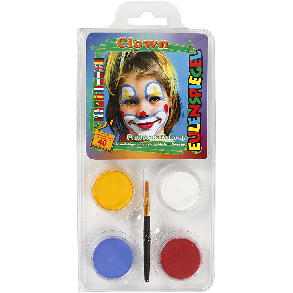 Eulenspiegel Schmink - Motieven set, diverse kleuren, clown, 1 set