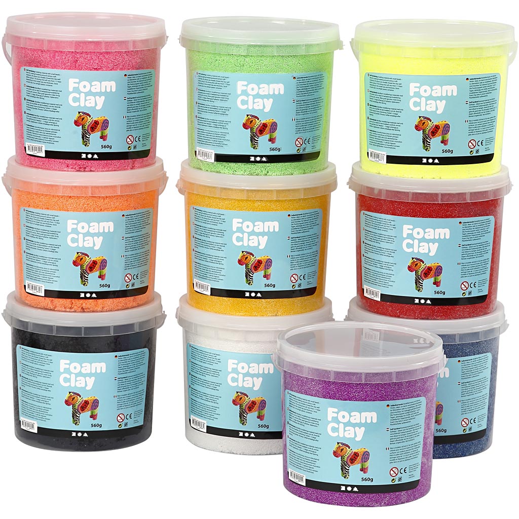 Foam Clay®, couleurs assorties, 10x560 gr/ 1 Pq.