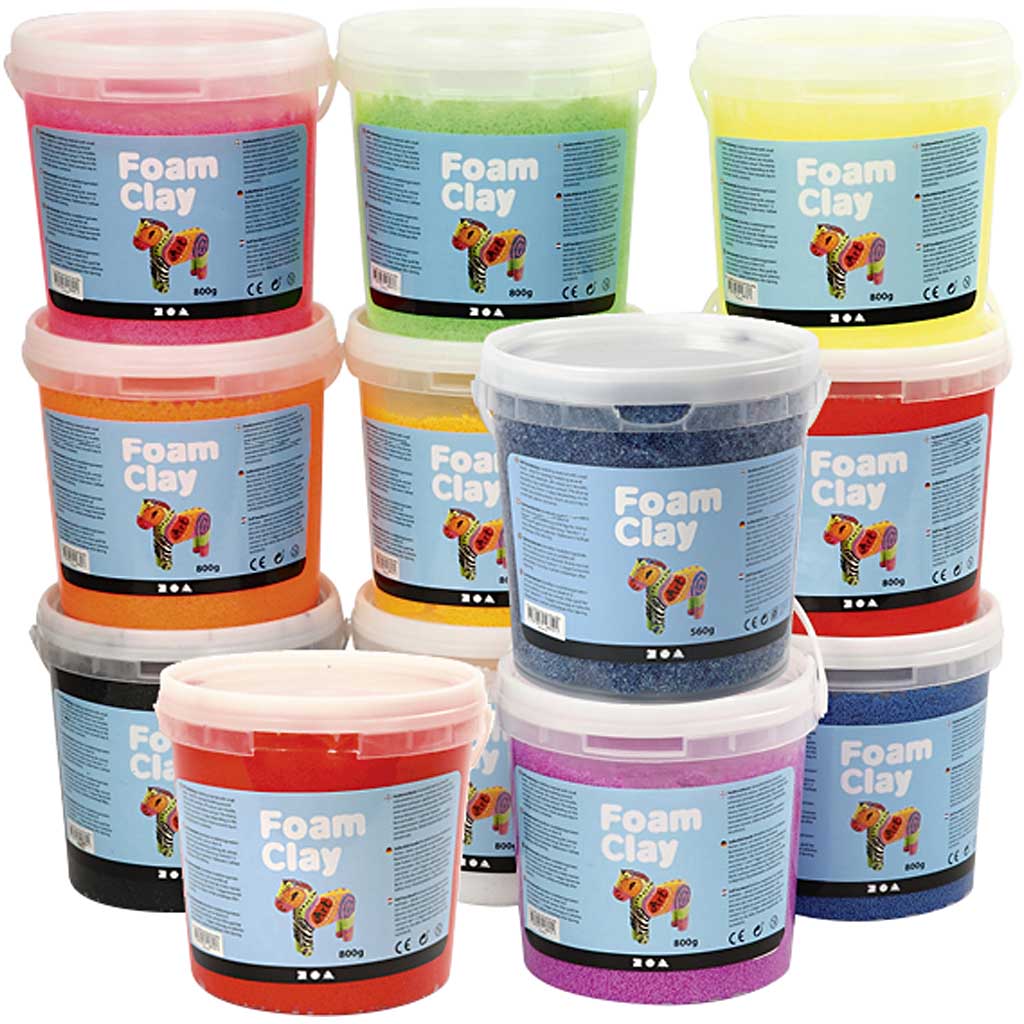Foam Clay®, Le contenu peut varier , couleurs assorties, 12x560 gr/ 1 Pq.