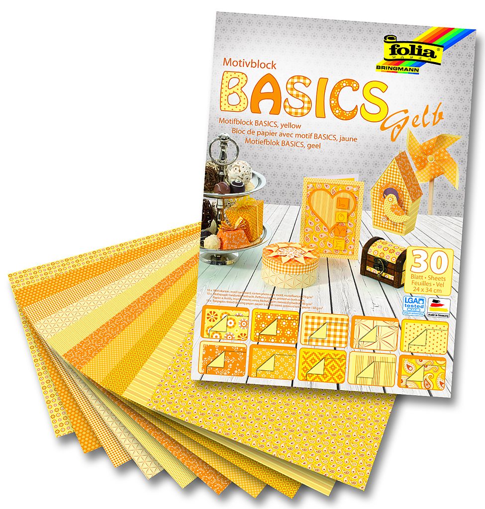 Designer Pad "Basics", 24x30cm, 30 vellen, GEEL,