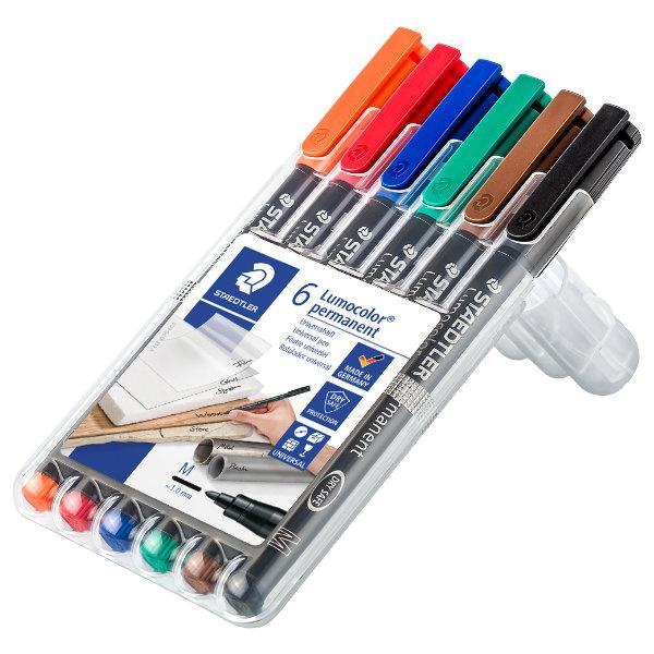 Staedtler Lumocolor® Permanent Marker, (M) Box 6 stuks - Kleurassortiment