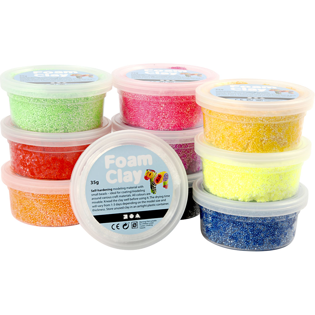 Foam Clay®, couleurs assorties, 10x35 gr/ 1 Pq.