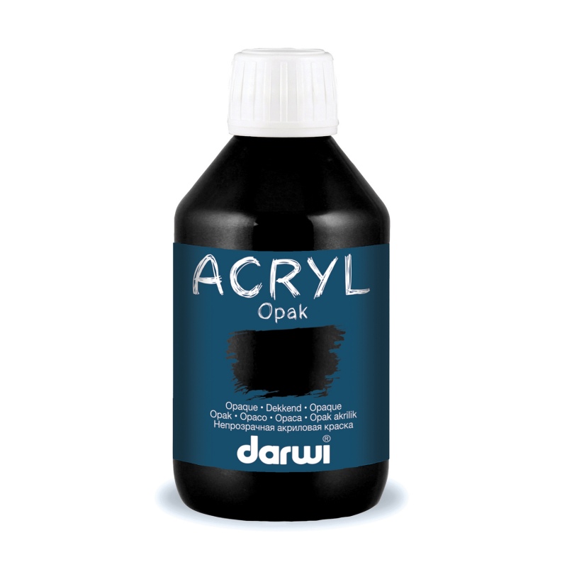 Darwi Acryl Opak acrylverf, 250ml, Zwart (100)